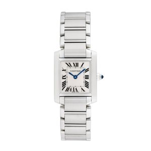 Pre-owned Cartier Women's Tank Francaise 25mm X 20mm Stainless Steel Wristwatch - 2384