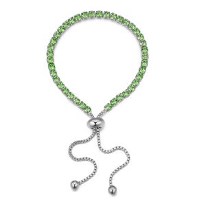 Silver Peridot Swarovski Crystal Bracelet ?C Classic Crystals Adjustable Tennis Bracelet
