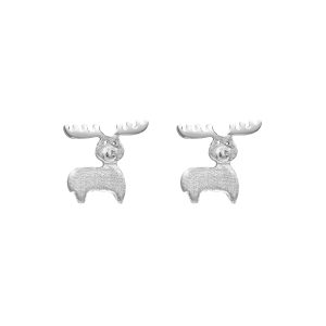 Ag Sterling Funny Reindeer Stud Earrings