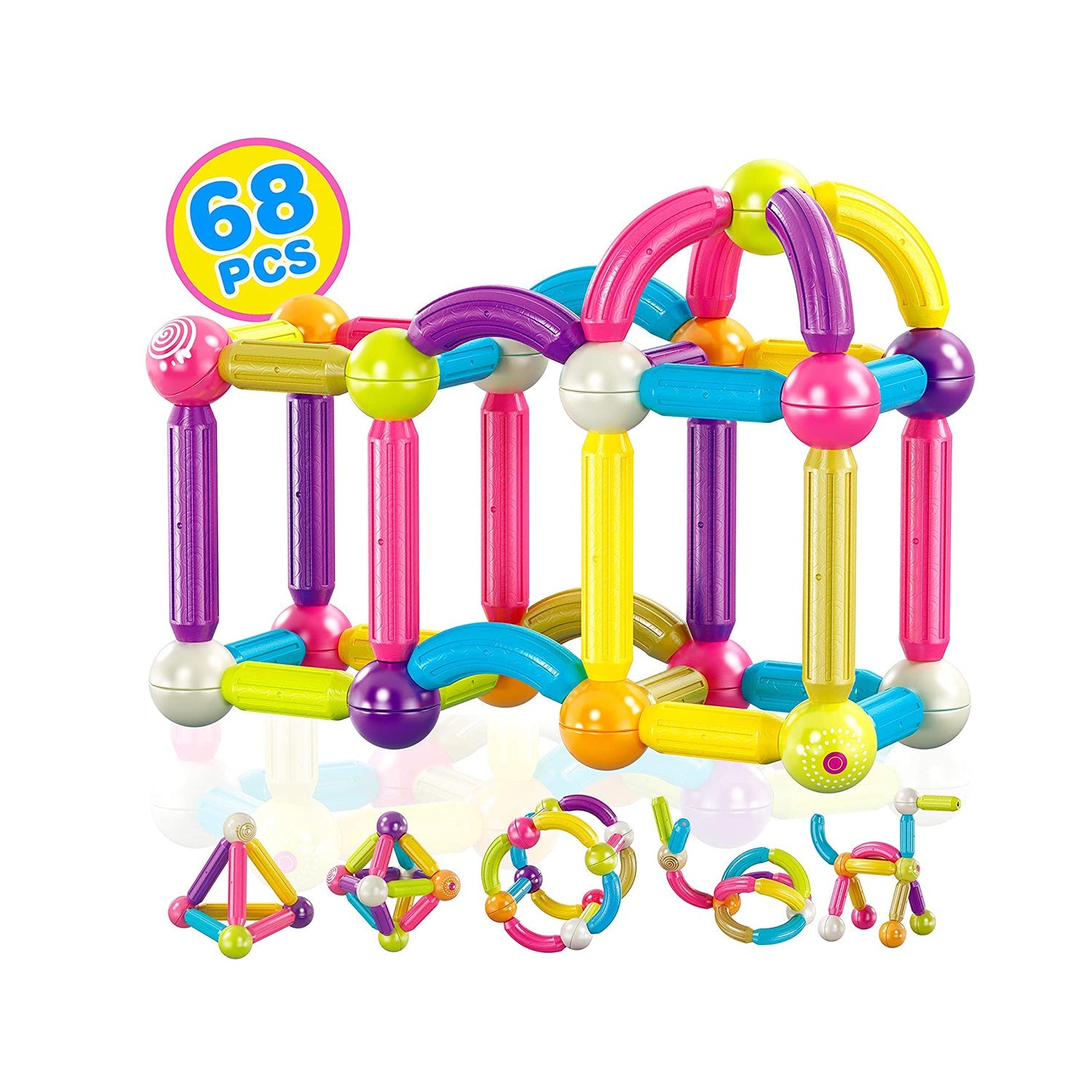 Contixo ST2 Magnetic Building Set - 68-Piece STEM Toy for Creative Kids