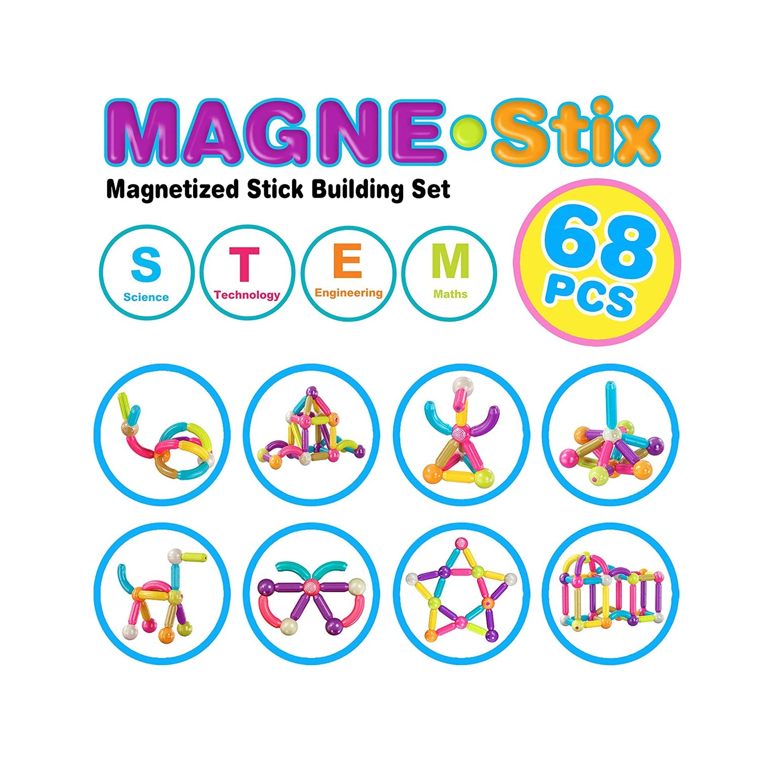 Contixo ST2 Magnetic Building Set - 68-Piece STEM Toy for Creative Kids - Image 6