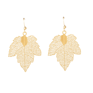 Don't AsK Goldtone Openwork Maple Leaf Drop Earrings ?C Filigree Leaf Dangles