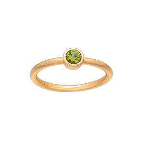 callura Goldtone CZ Birthstone Stackable Solitaire Ring ?C August Peridot