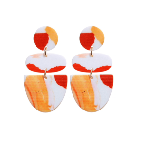 Don't AsK White Red Orange Marbled Drop Earrings ?C Swirl Resin Dangles