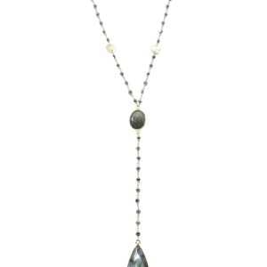 Diana Montecito Necklace in Polished Pyrite with Labradorite Drop