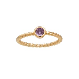 callura Goldtone Twisted CZ Birthstone Solitaire Ring ?C June Alexandrite