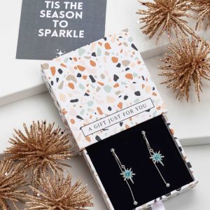 Don't AsK Aqua North Star Chain Drop Earrings