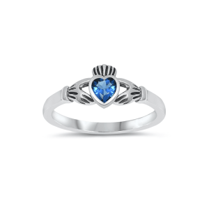 Sterling Silver and Cubic Zirconia Claddagh Ring