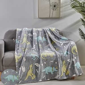SHD-Glow- Grey Dino Friends Blanket
