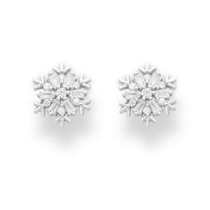 Ag Sterling Cubic Zirconia & Sterling Silver Snowflake Stud Earrings