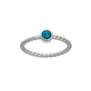callura Silvertone Twisted CZ Birthstone Solitaire Ring ?C December Blue Topaz
