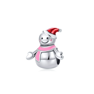 Ag Sterling Pink Snowwoman with Winter Scarf Charm