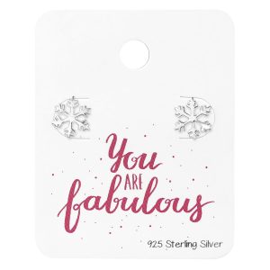 Ag Sterling Snowflake Stud Earrings on You Are Fabulous Card
