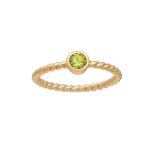 callura Goldtone Twisted CZ Birthstone Solitaire Ring ?C August Peridot