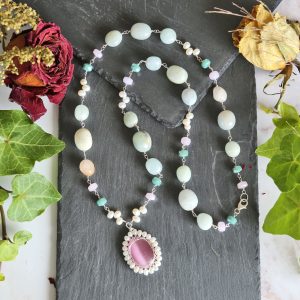 MGR Women's Cats Eye Pendant Boho- Style Necklace