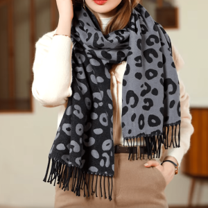 Black Leopard Scarf